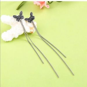 Gorgeous silver and gem butterfly earrings